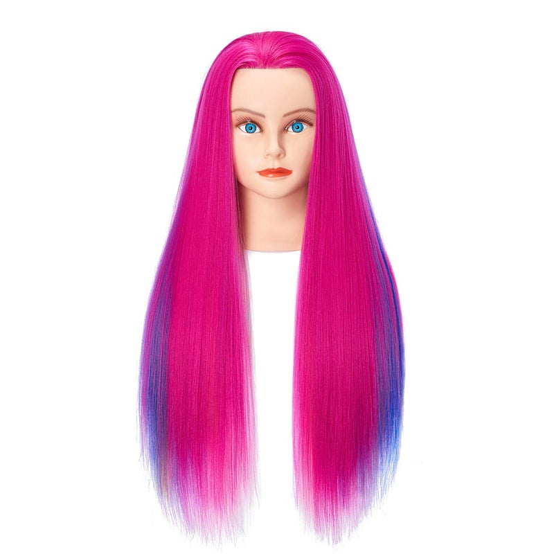 Hairlink 26-28'' Mannequin Head Yaki Synthetic Fiber Hair Styling Training Head Dolls for Cosmetology Manikin Maniquins Practice Head with Stand (6611W0320) - Image 3